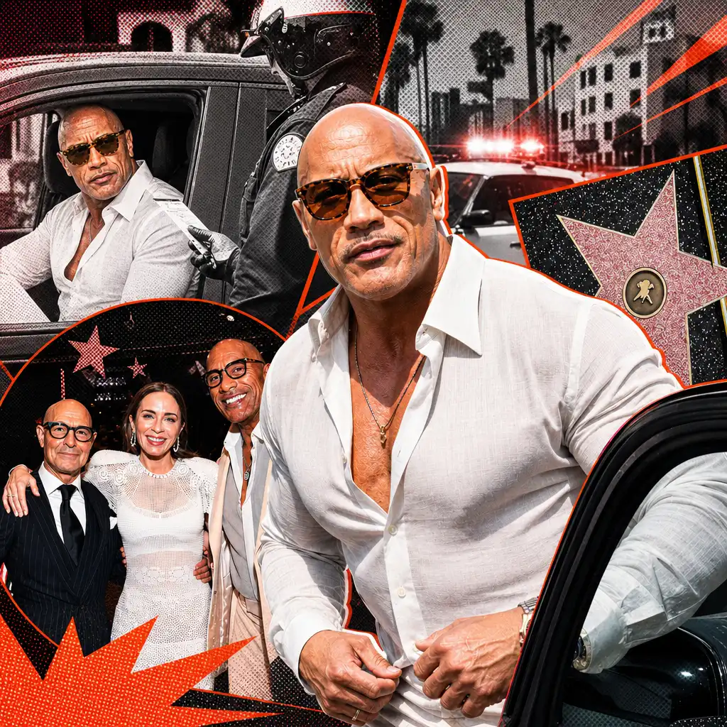 Dwayne Johnson Pulled Over After Emily Blunt and Stanley Tucci’s Walk of Fame Ceremony