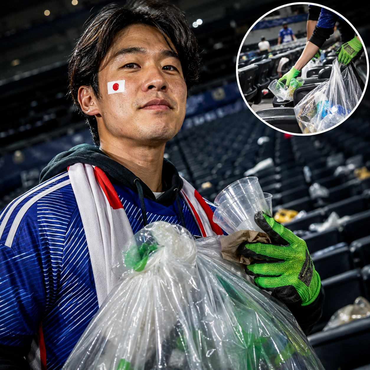 Japan Fans Clean Up After World Cup Draw