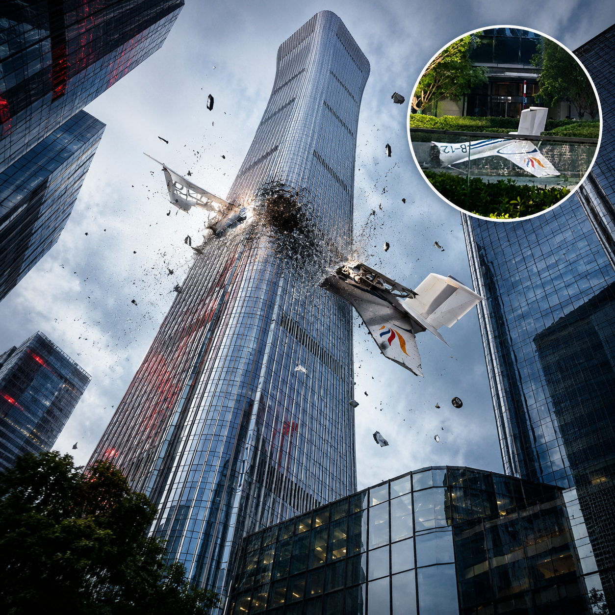 Small Plane Hits Beijing’s CITIC Tower