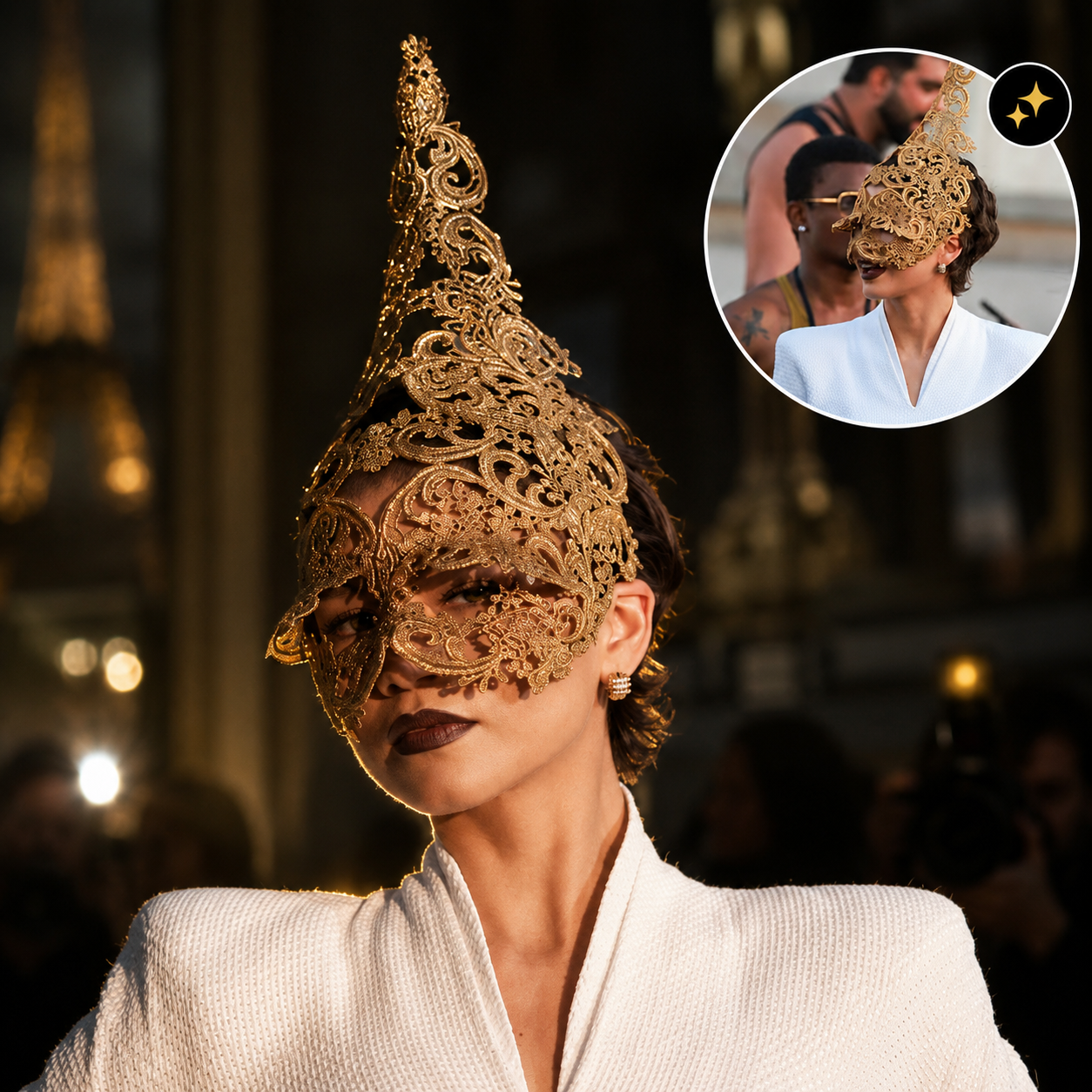 Zendaya’s Cone Mask Steals the Odyssey Carpet